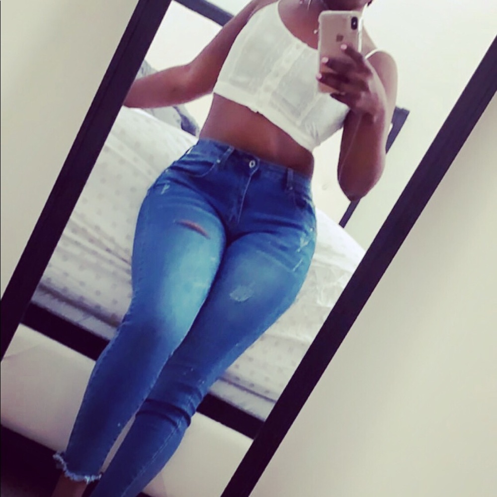Blue denim jeans